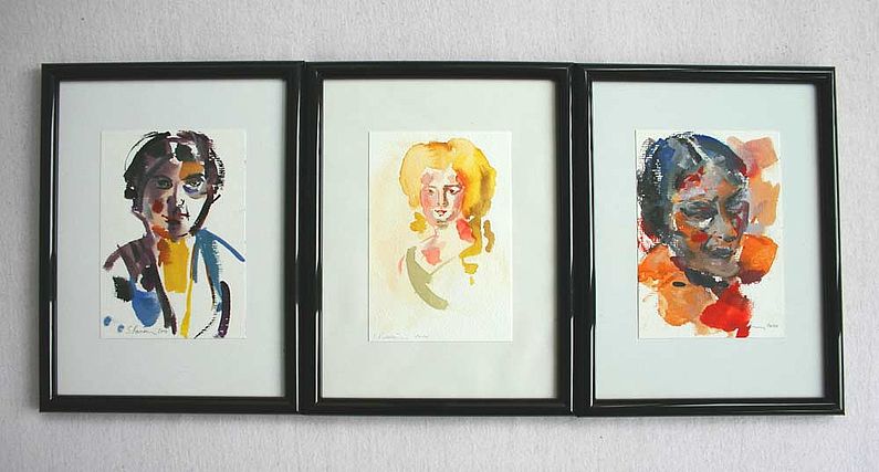 Susanne Purviance - Damen II, á 10x15 cm, Aquarelle, 2010 und 2011