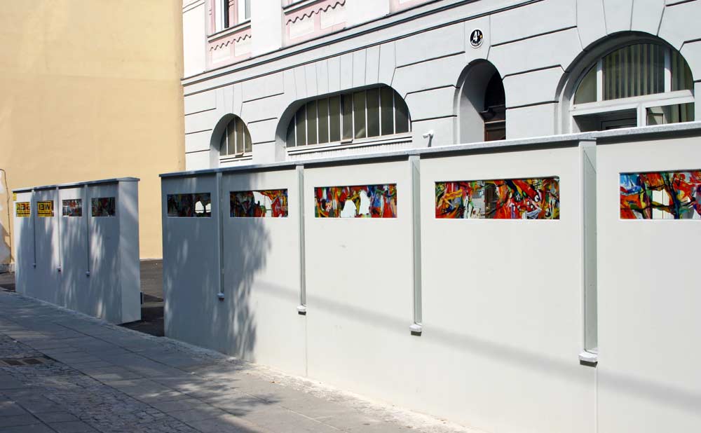 Susanne Purviance - Fries_Hinterglasbilder, Auftragsarbeit für eine 9-teilige Mauer Susanne Purviance - Fries_Hinterglasbilder, Auftragsarbeit für eine 9-teilige Mauer