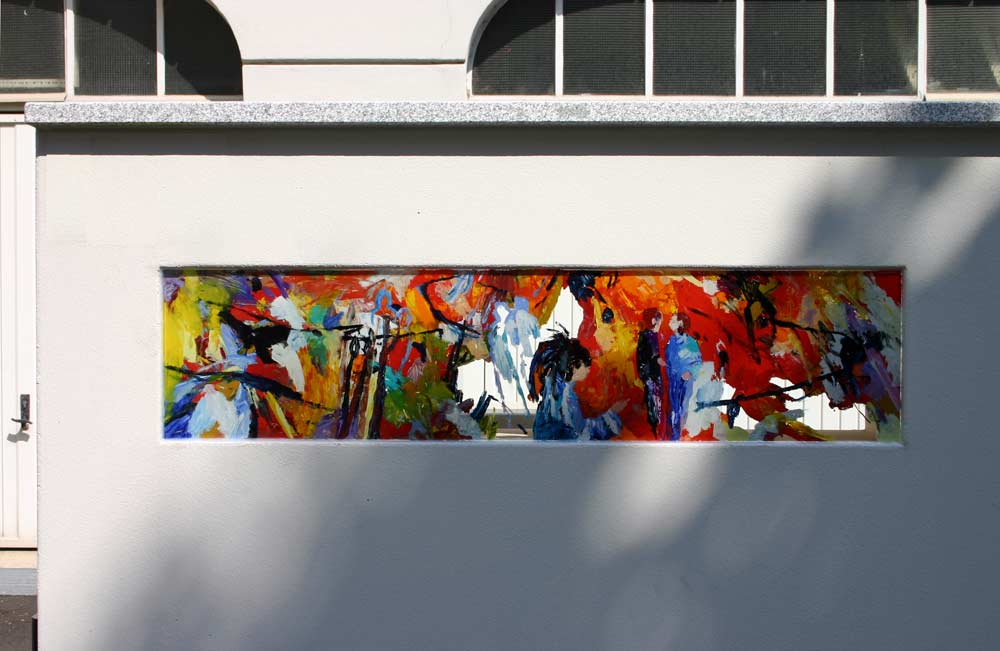 Susanne Purviance - Fries Hinterglasbilder, Auftragsarbeit für eine 9-teilige Mauer, Detailbild
