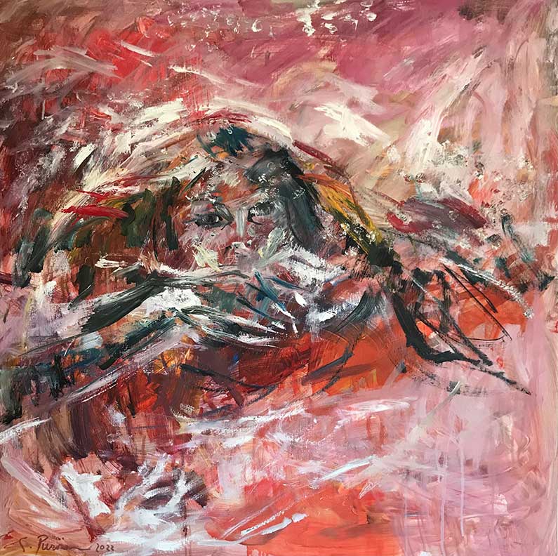 Susanne Purviance - Wasserfrau, 80x80 cm, Öl auf Leinwand, 2022 Susanne Purviance - Wasserfrau, 80x80 cm, Öl auf Leinwand, 2022