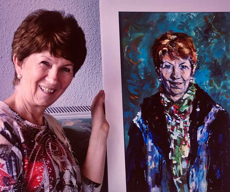 Susanne Purviance - Dame mit Schal, Öl auf Leinwand Susanne Purviance - Dame mit Schal, Öl auf Leinwand