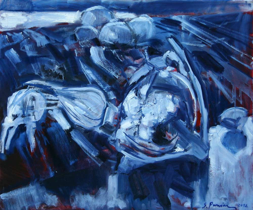 Susanne Purviance - Blaues Stilleben, 60x50 cm, Öl auf Leinwand, 2012