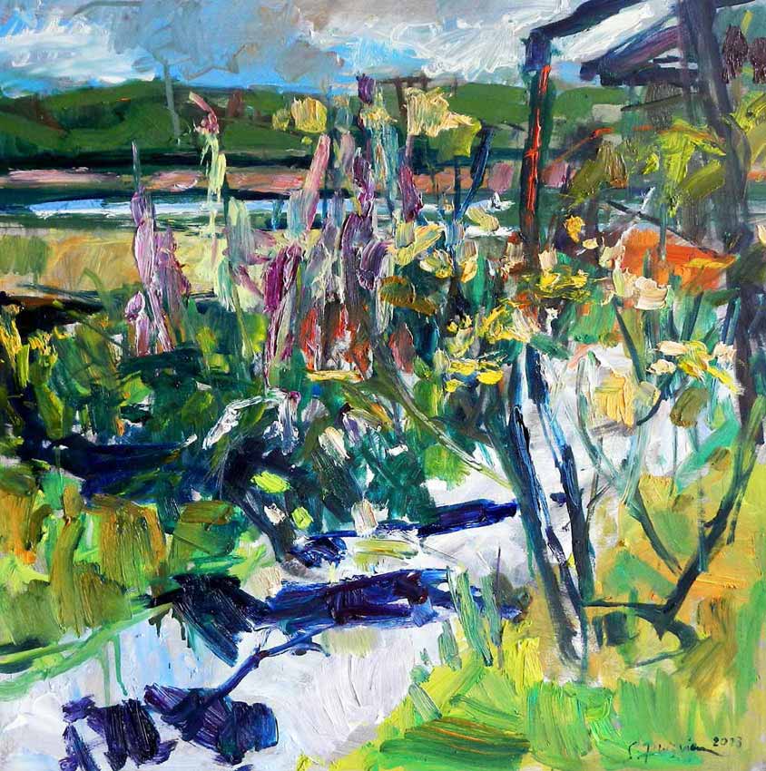 Susanne Purviance - Garten, 80x80 cm, Öl auf Leinwand, 2013 Susanne Purviance - Garten, 80x80 cm, Öl auf Leinwand, 2013
