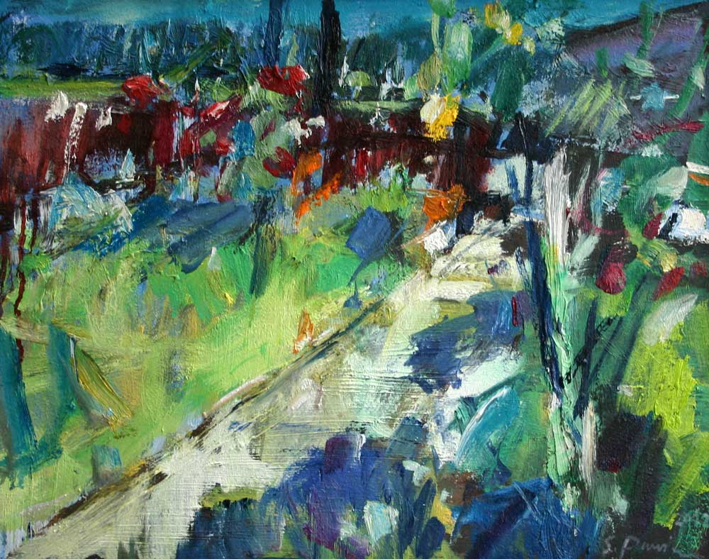 Susanne Purviance - Gartenweg, 50x40 cm, Öl auf Leinwand Susanne Purviance - Gartenweg, 50x40 cm, Öl auf Leinwand