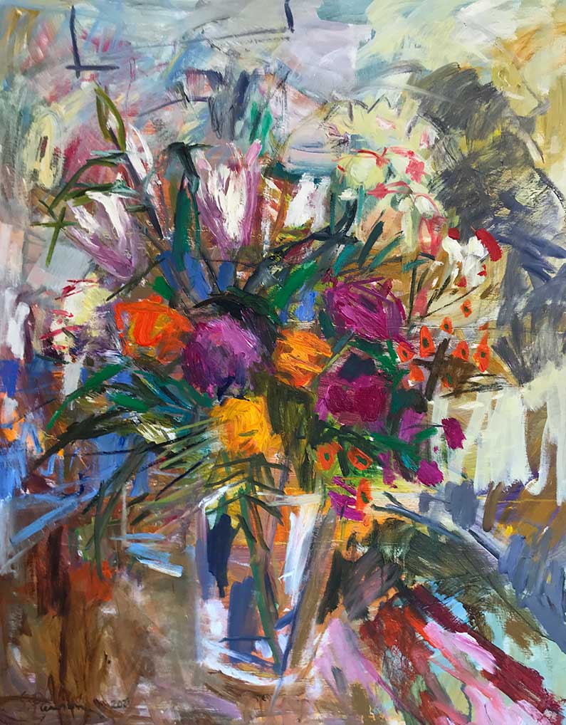 Susanne Purviance - Blumen in einer Vase, 80x100 cm, Öl auf Leinwand, 2023